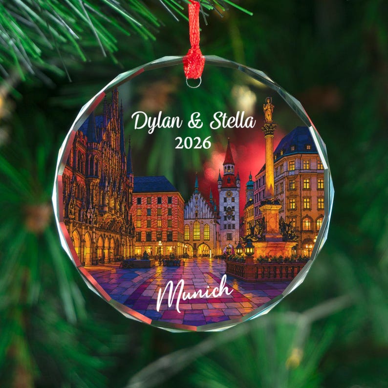 Personalized Munich Ornament, Custom Germany Keepsake, Romantic Christmas Gift, Couple Holiday Decor