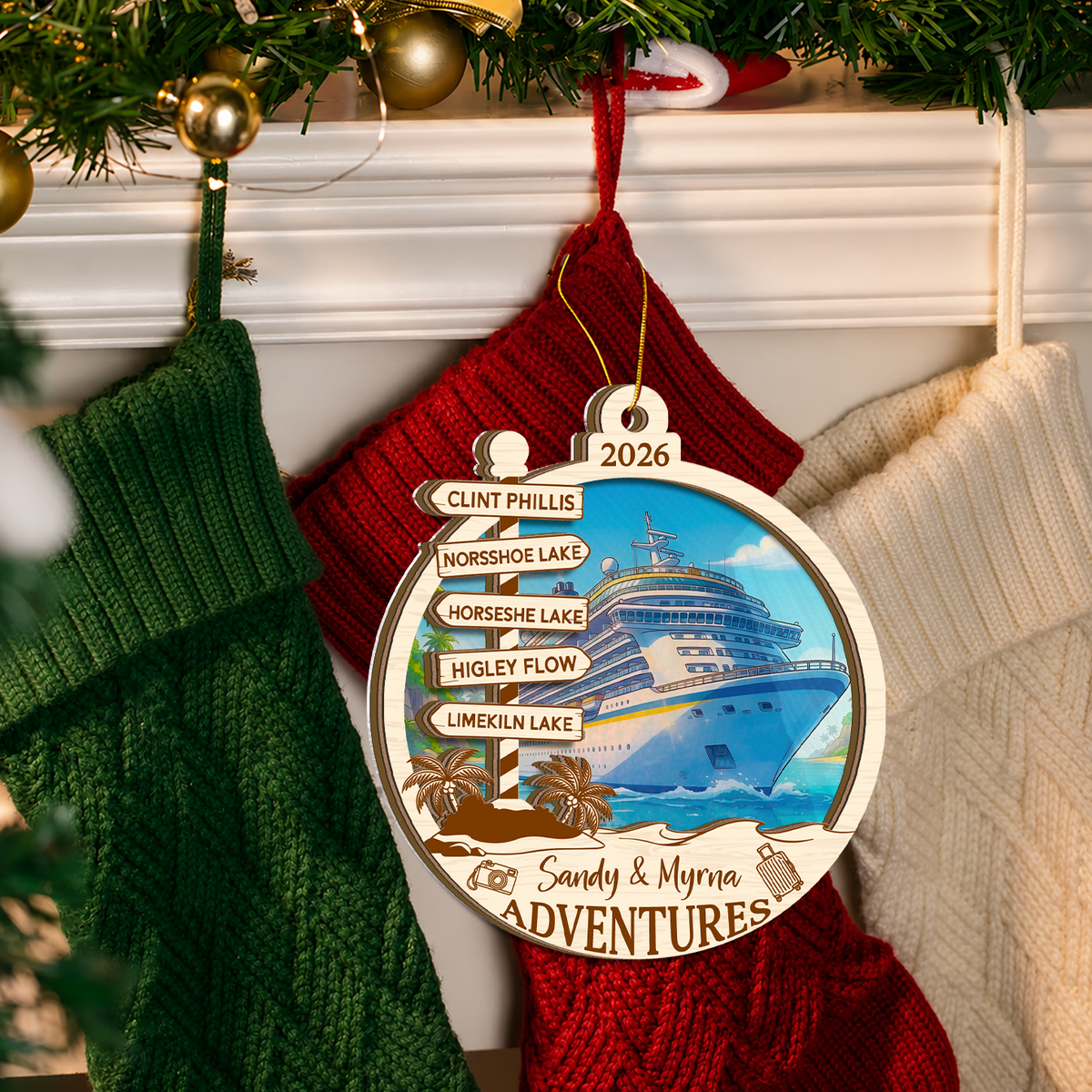 Personalized Cruise Travel Adventure Ornament, Custom Traveling Destination Ornament, Cruise Ship Vacation Keepsake, Gift for Couples