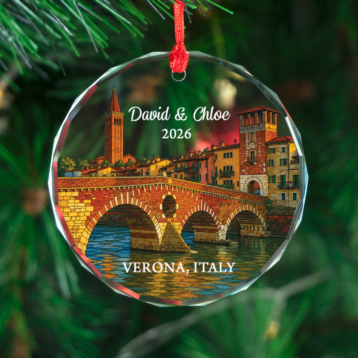 Personalized Verona Ornament, Custom Italy Travel Keepsake, Family Vacation Souvenir, Gifts for Traveler