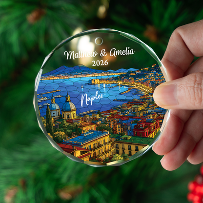 Personalized Naples Ornament, Custom Italy Keepsake Gift, Romantic Christmas Travel Memory Decor