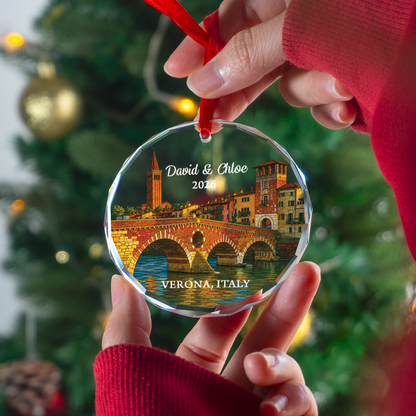 Personalized Verona Ornament, Custom Italy Travel Keepsake, Family Vacation Souvenir, Gifts for Traveler