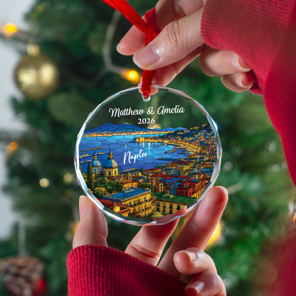Personalized Naples Ornament, Custom Italy Keepsake Gift, Romantic Christmas Travel Memory Decor