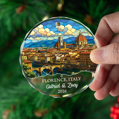 Personalized Florence Ornament Christmas, Custom Italy Vacation Gifts for Traveler, Florence Cathedral Italian Keepsake