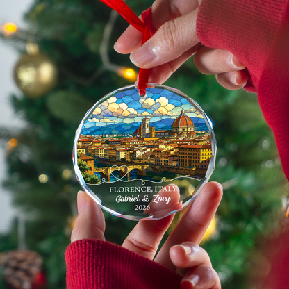 Personalized Florence Ornament Christmas, Custom Italy Vacation Gifts for Traveler, Florence Cathedral Italian Keepsake