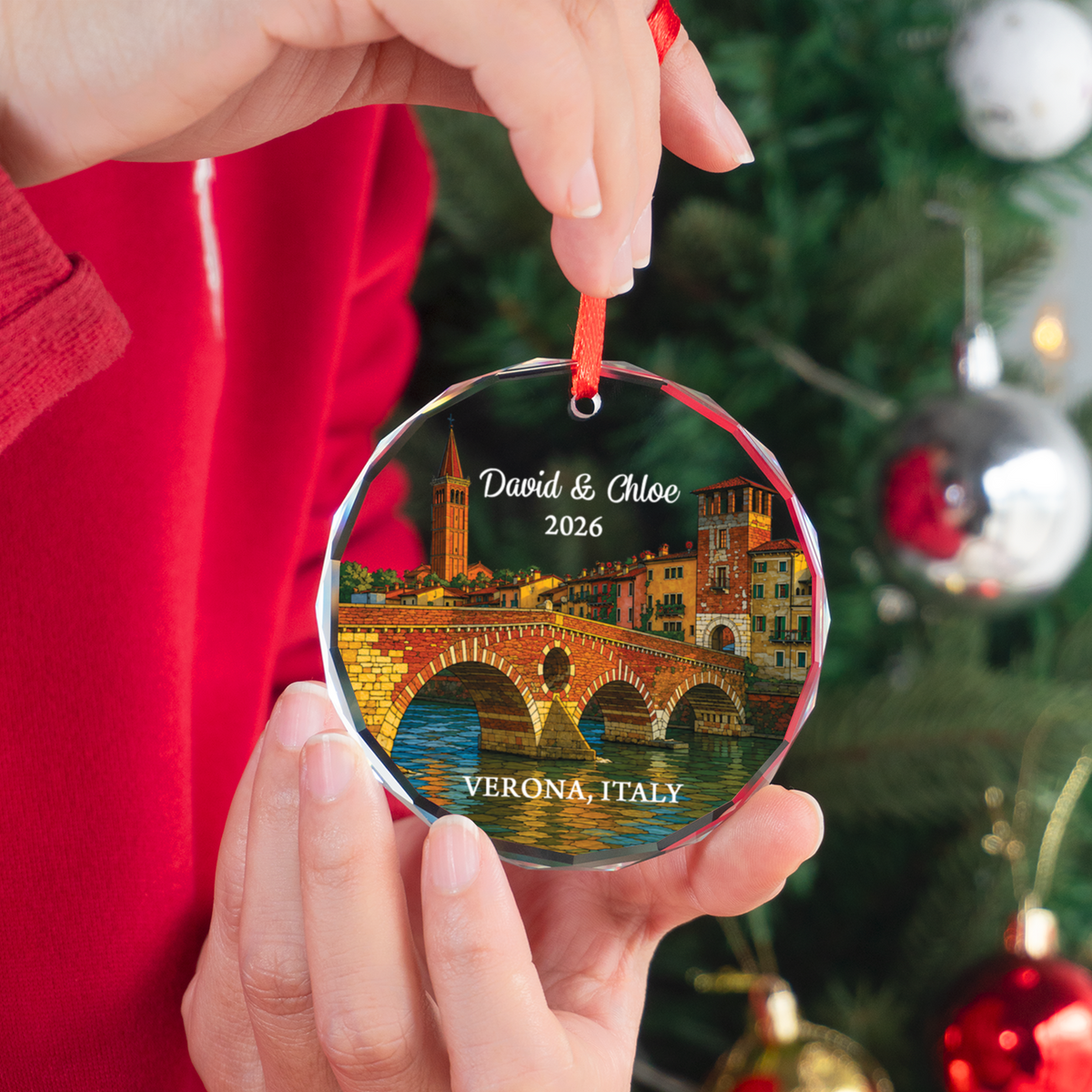 Personalized Verona Ornament, Custom Italy Travel Keepsake, Family Vacation Souvenir, Gifts for Traveler