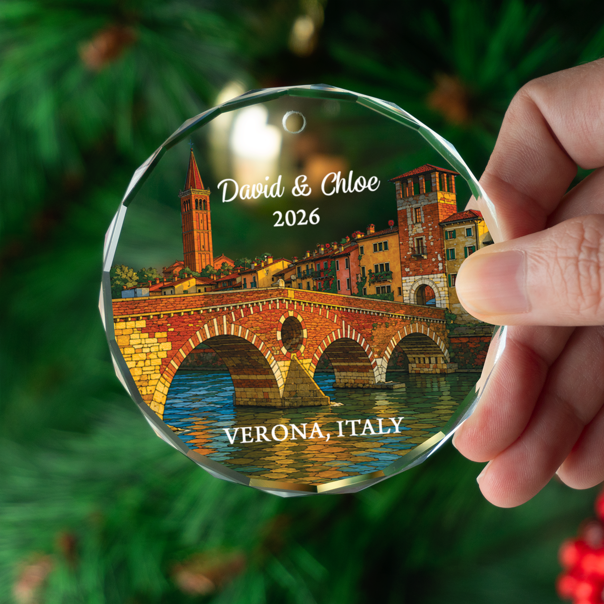 Personalized Verona Ornament, Custom Italy Travel Keepsake, Family Vacation Souvenir, Gifts for Traveler