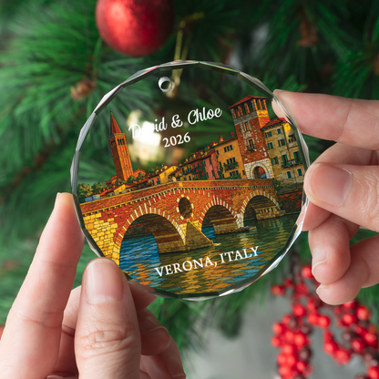 Personalized Verona Ornament, Custom Italy Travel Keepsake, Family Vacation Souvenir, Gifts for Traveler
