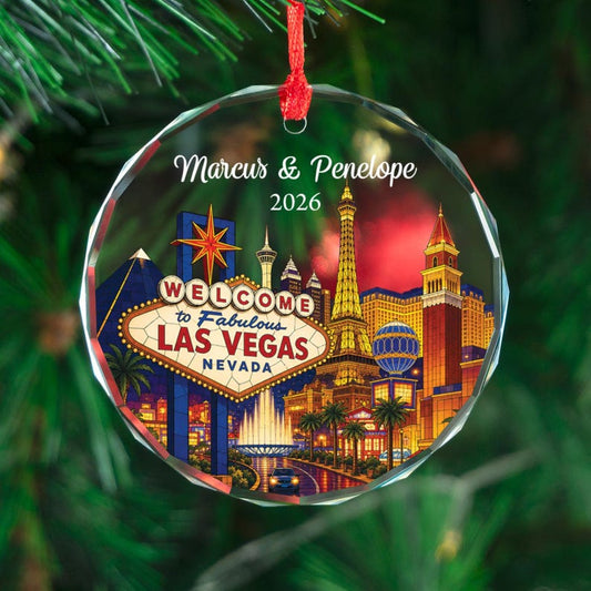Personalized Las Vegas Ornament, Custom Vegas Keepsake, Christmas Gift for Couple, Travel Memory Decor