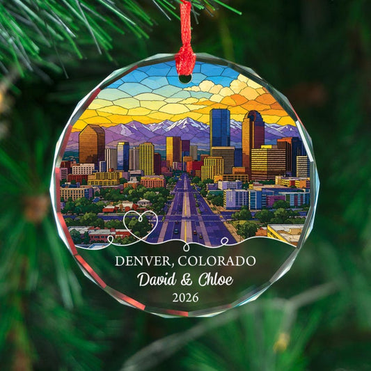 Personalized Denver Ornament, Custom Colorado Christmas Gift, Mountain City Keepsake