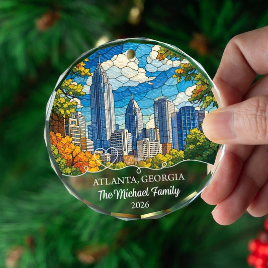 Personalized Atlanta Georgia Ornament, Custom Skyline Christmas Keepsake Gift, Vacation Travel Gift