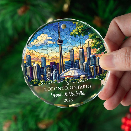 Personalized Toronto Canada Ornament, CN Tower Skyline Souvenir, Ontario Travel Keepsake Christmas Decor