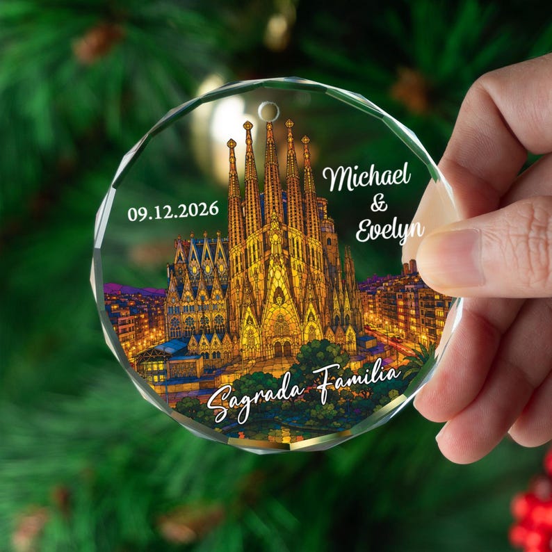 Personalized Sagrada Familia Ornament, Custom Barcelona Keepsake Gift, Christmas Travel Decor