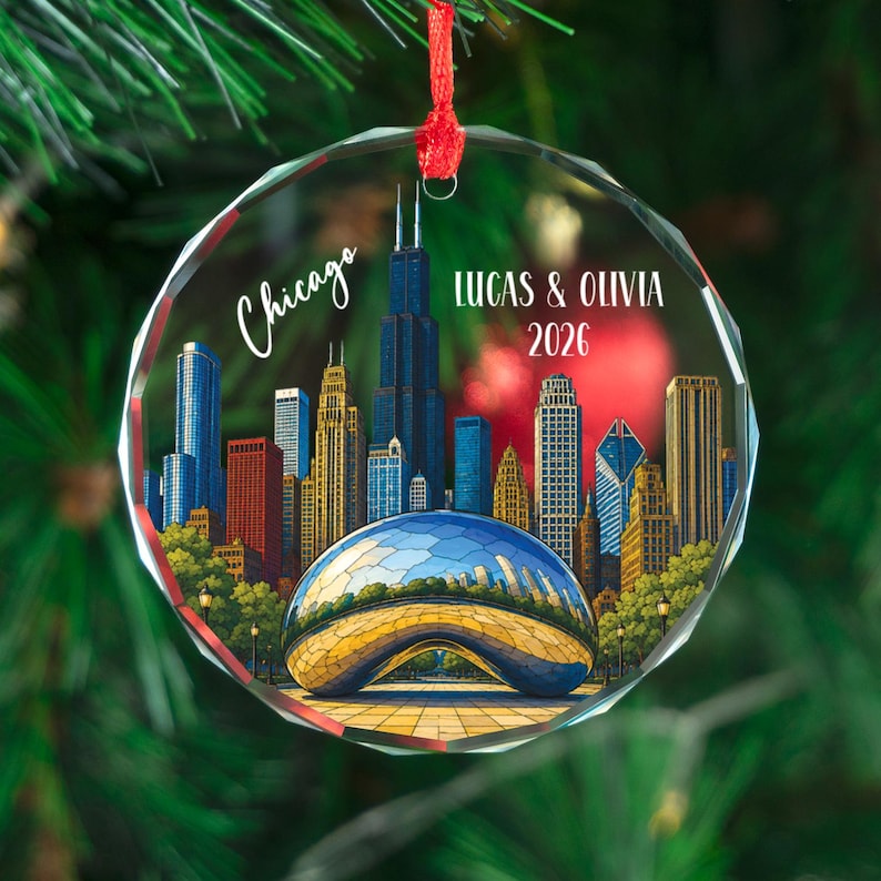 Personalized Chicago Ornament Custom Skyline Christmas Decor, Windy City Keepsake Gift