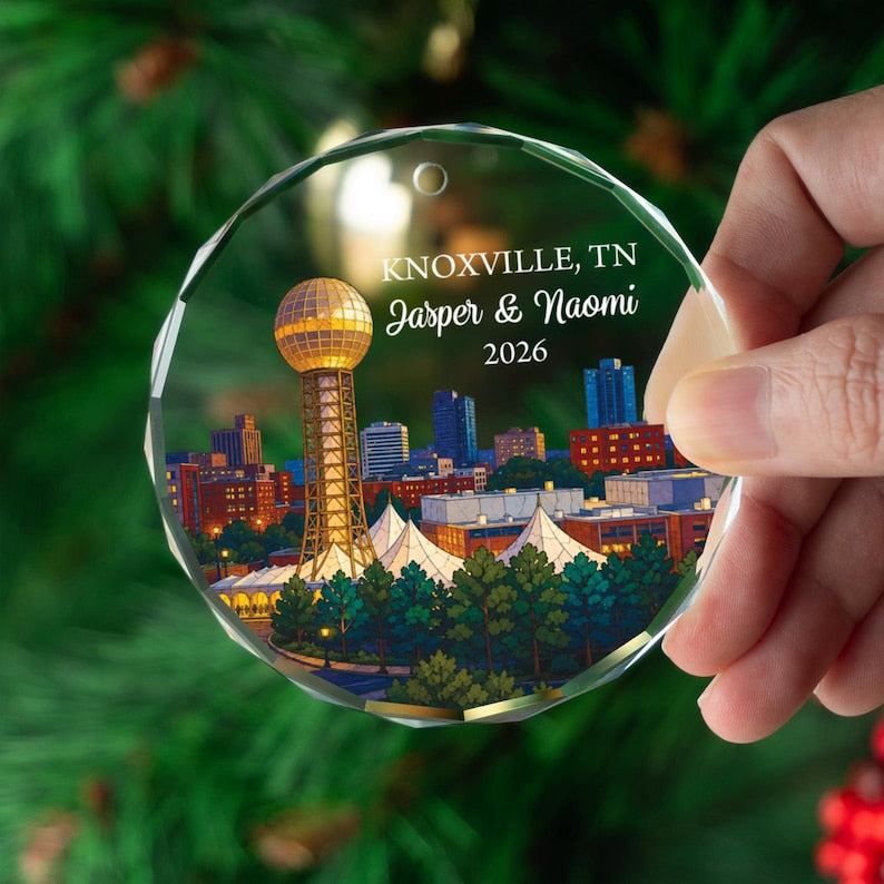 Personalized Knoxville Ornament, Custom Tennessee Keepsake, Christmas Gift for Couple, Holiday Travel Decor