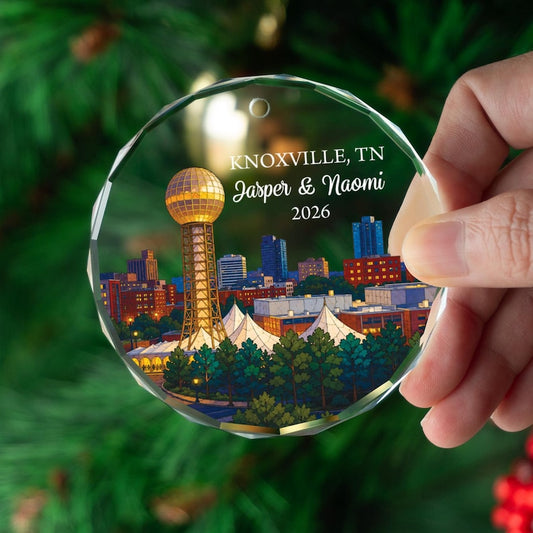 Personalized Knoxville Ornament, Custom Tennessee Keepsake, Christmas Gift for Couple, Holiday Travel Decor
