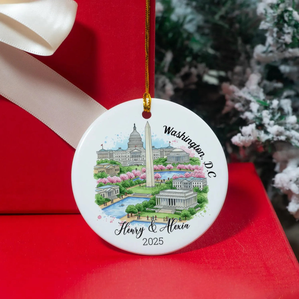 Personalized Washington, D.C Ornament, Washington D.C Gifts, Washington Monument Keepsake, Custom Travel Souvenir